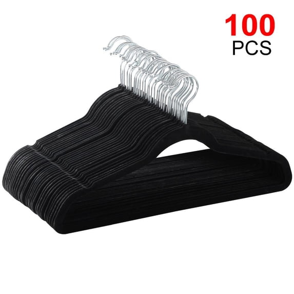 Yaheetech Non Slip Velvet Hangers - 100 Pack Clothes Hanger Hook Swivel 360