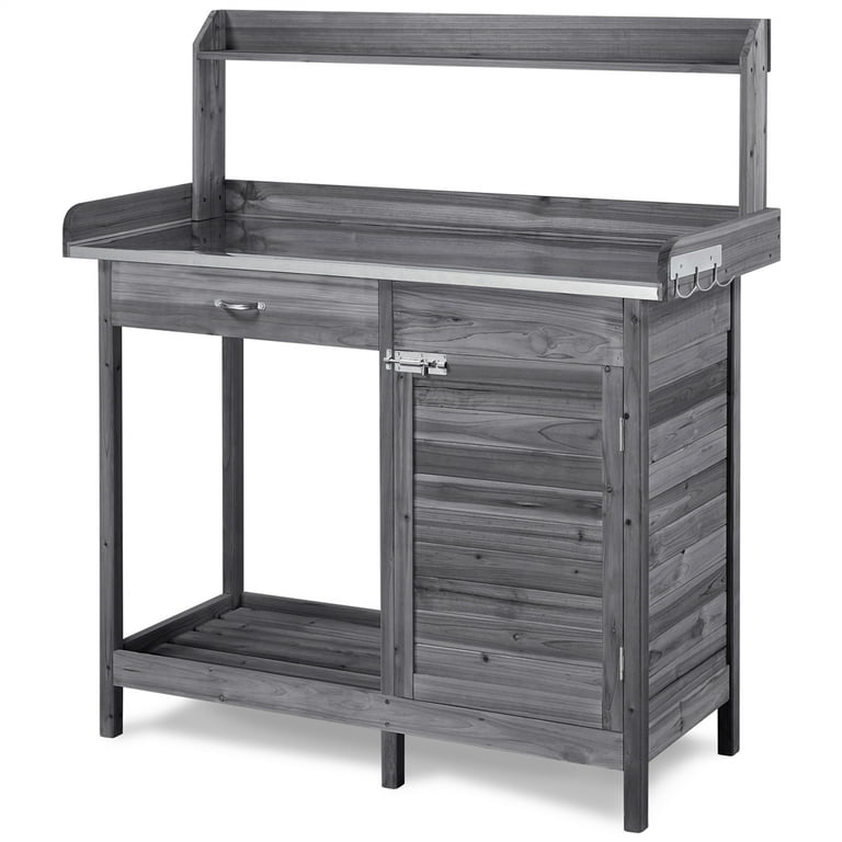 Yaheetech Wooden Outdoor Garden Potting Bench with Storage Cabinet