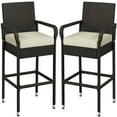 thumbnail image 1 of Yaheetech Outdoor PE Rattan Bar Stools with Cushions and Armrests, Set of 2, Brown/Beige, 1 of 7