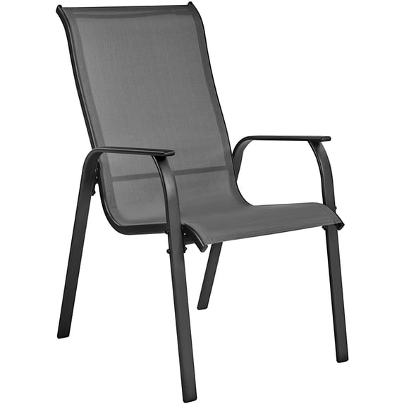Yaheetech Outdoor Stackable Dining Chairs with Backrest and Armrests, Set of 2, Gray
