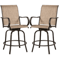 thumbnail image 1 of Yaheetech Outdoor Swivel Texteline Bistro Chairs with Armrest and Footrest, Set of 2, Brown, 1 of 10