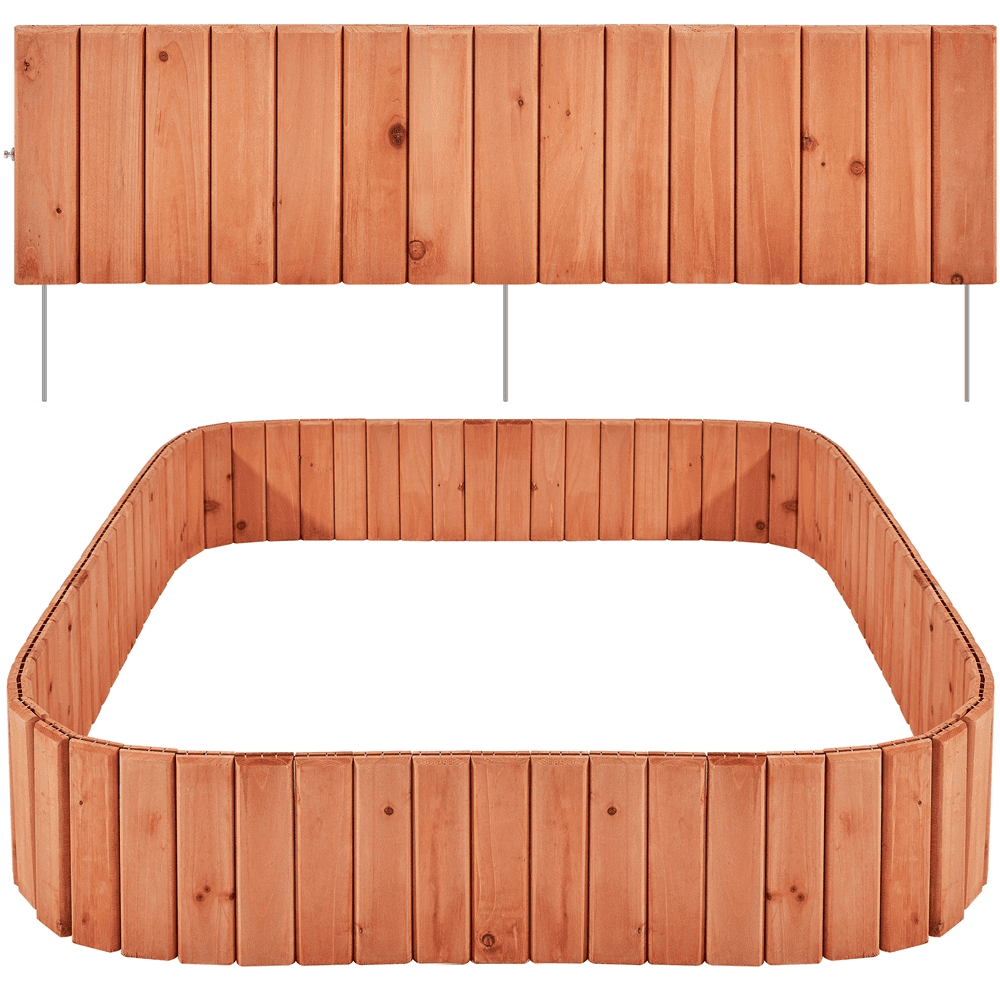 Yaheetech Outdoor Fir Wood Short Fences Landscape Garden Edging, Set of 6, Brown