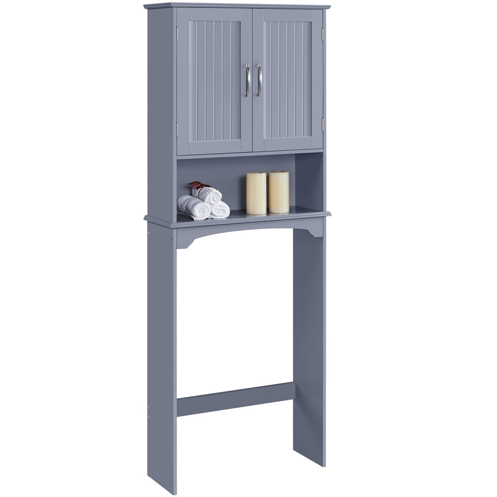 Yaheetech 3-Tier Over-the-Toilet Storage Cabinet with Adjustable Shelf, 248L Capacity, Gray (1 Piece)