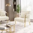 thumbnail image 1 of Yaheetech Oversized Velvet Accent Armchair with Gold Metal Frame, Beige, 1 of 7