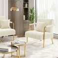 thumbnail image 1 of Yaheetech Oversized Velvet Accent Armchair with Gold Metal Frame, Beige, 1 of 7