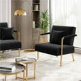 thumbnail image 1 of Yaheetech Oversized Velvet Accent Armchair with Gold Metal Frame, Black, 1 of 7