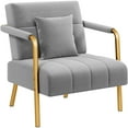 thumbnail image 1 of Yaheetech Oversized Velvet Accent Armchair with Gold Metal Frame, Light Gray, 1 of 7