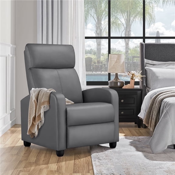 Yaheetech PU Leather Adjustable Recliner Chairs with Pocket Springs, Set of 2, Gray