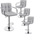 thumbnail image 1 of Yaheetech PU Leather Bar Stools with Armrests and Footrest, Set of 4, Light Gray, 1 of 7