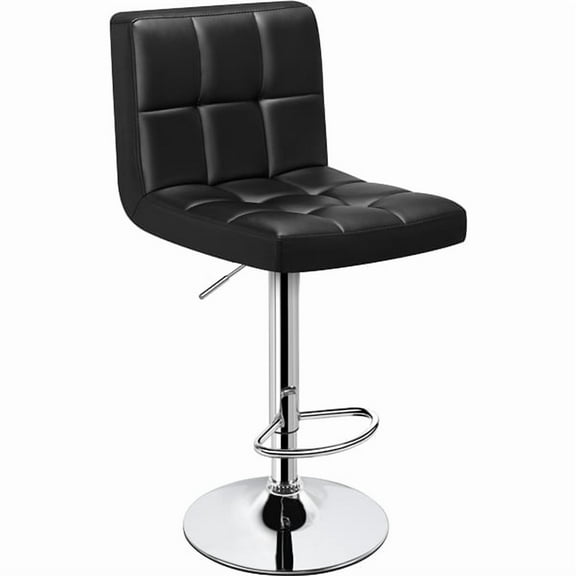 Yaheetech PU Leather Height Adjustable Bar Stool with Backrest and No Arms, Black