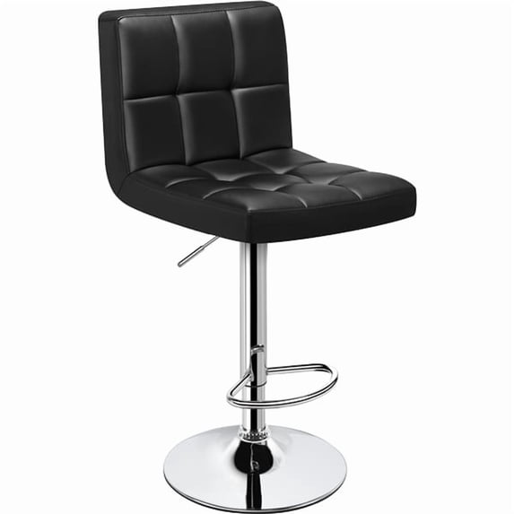 Yaheetech PU Leather Height Adjustable Bar Stool with Backrest and No Arms, Black