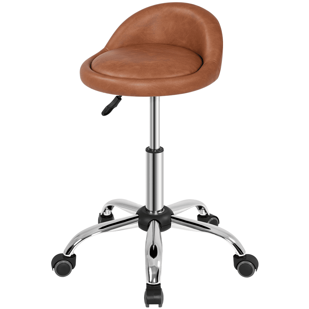 Yaheetech PU Leather Rolling Height Adjustable Bar Stool With 5 Castors, Brown
