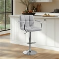 thumbnail image 1 of Yaheetech PU Leather Swivel Bar Stool with Tufted Backrest and Padded Armrests, Light Gray, 1 of 8
