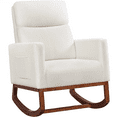 thumbnail image 1 of Yaheetech Boucle Upholstered Rocking Chair with Rubberwood Legs for Living Room, Ivory, 1 of 9