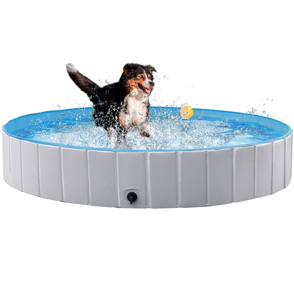 Yaheetech Portable PVC Pet Swimming Pool with Non-slip Bottom for Dogs Cats, XXL, Gray