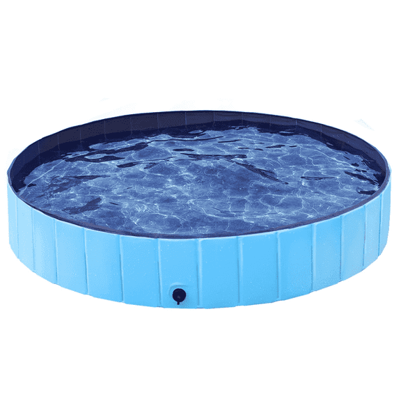 Yaheetech Portable Pet Swimming Pool, PVC and PP Board Blue, 63'' × 12''