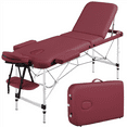 thumbnail image 1 of Yaheetech Professional 3 Fold Massage Table with Backrest/Headrest/Armrest/Hand Pallet, Burgundy, 1 of 9