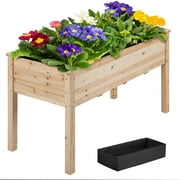 Yaheetech  Raised Wooden Garden Bed Flower Boxes and Vegetable Planter Natural Wood 47.5 x 23.2 x 30 inch (LxWxH)