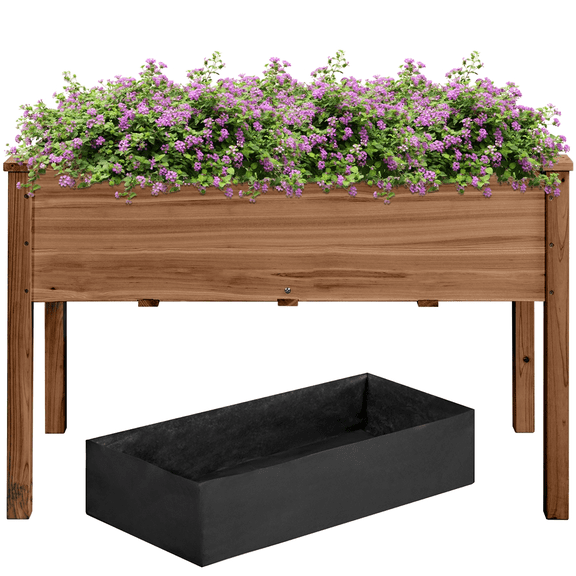 Yaheetech Rectangle Fir Wood Raised Garden Bed Planters,Dark Brown