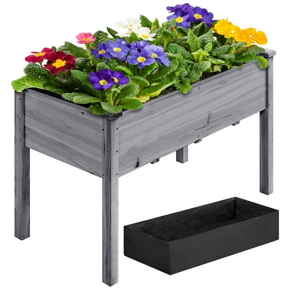 Yaheetech Rectangle Fir Wood Raised Garden Bed Planters,Gray