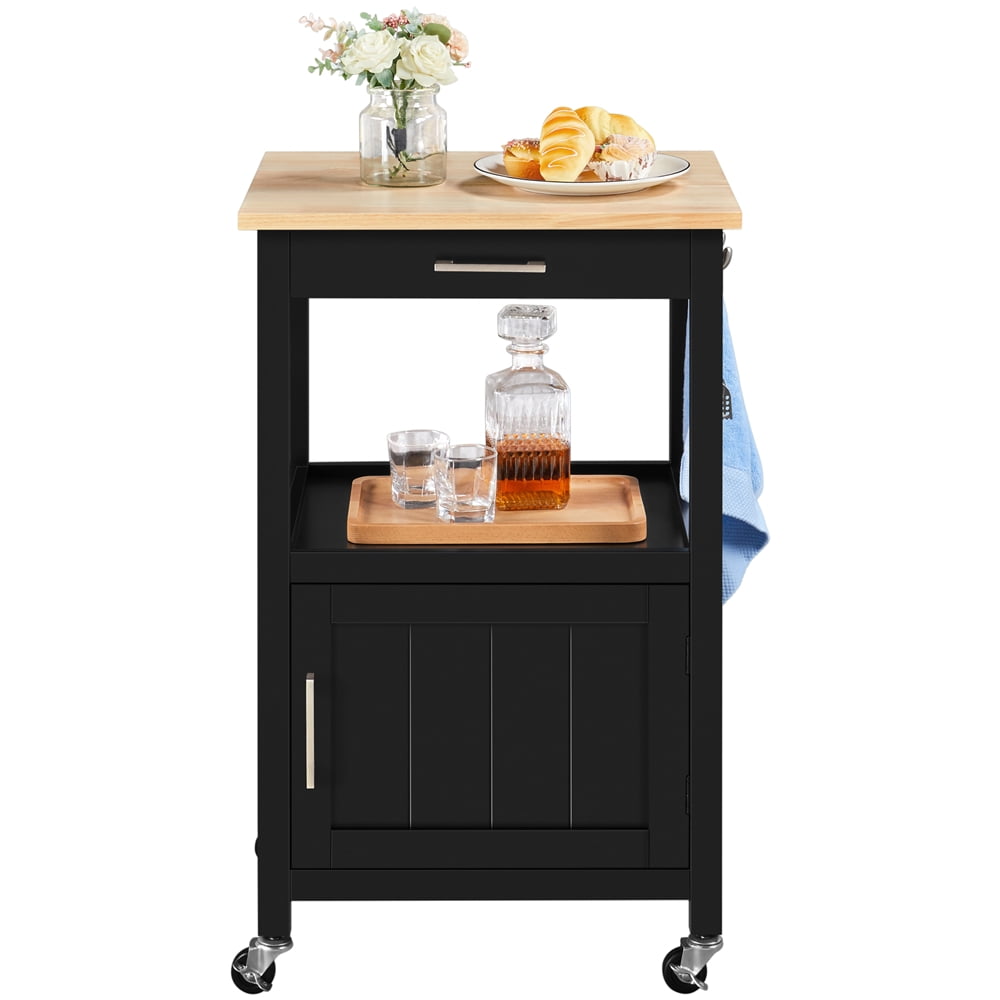 Yaheetech Portable Wooden Kitchen Island Cart with Wheels, Dining Table