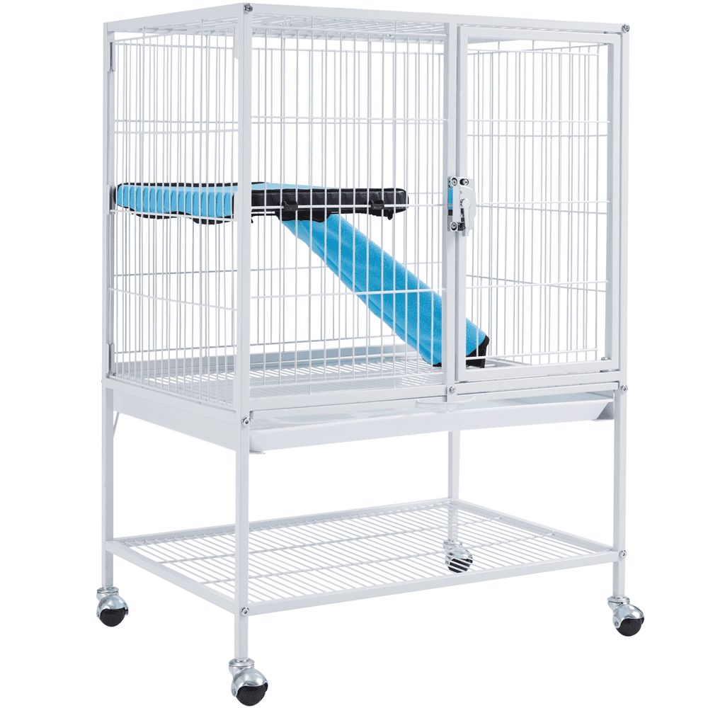 Yaheetech Rolling Metal Animal Cage w/ Removable Ramp & Platform, White