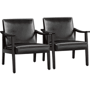 Yaheetech Set of 2 Mid-Century Faux Leather Accent Chair for Adult, Black