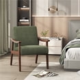 thumbnail image 1 of Yaheetech Set of 2 Mid-Century Modern Corduroy Upholstered Accent Armchairs, Dark Green, 1 of 7