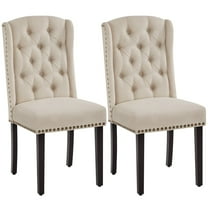 Yaheetech Set of 2 Upholstered Button Tufted Dining Chairs, Beige