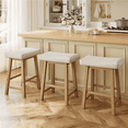 thumbnail image 1 of Yaheetech Set of 3 Farmhouse Counter Height Bar Stools, Padded Backless Seats, Beige, 1 of 8