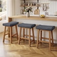 thumbnail image 1 of Yaheetech Set of 3 Farmhouse Counter Height Bar Stools, Padded Backless Seats, Dark Gray, 1 of 8