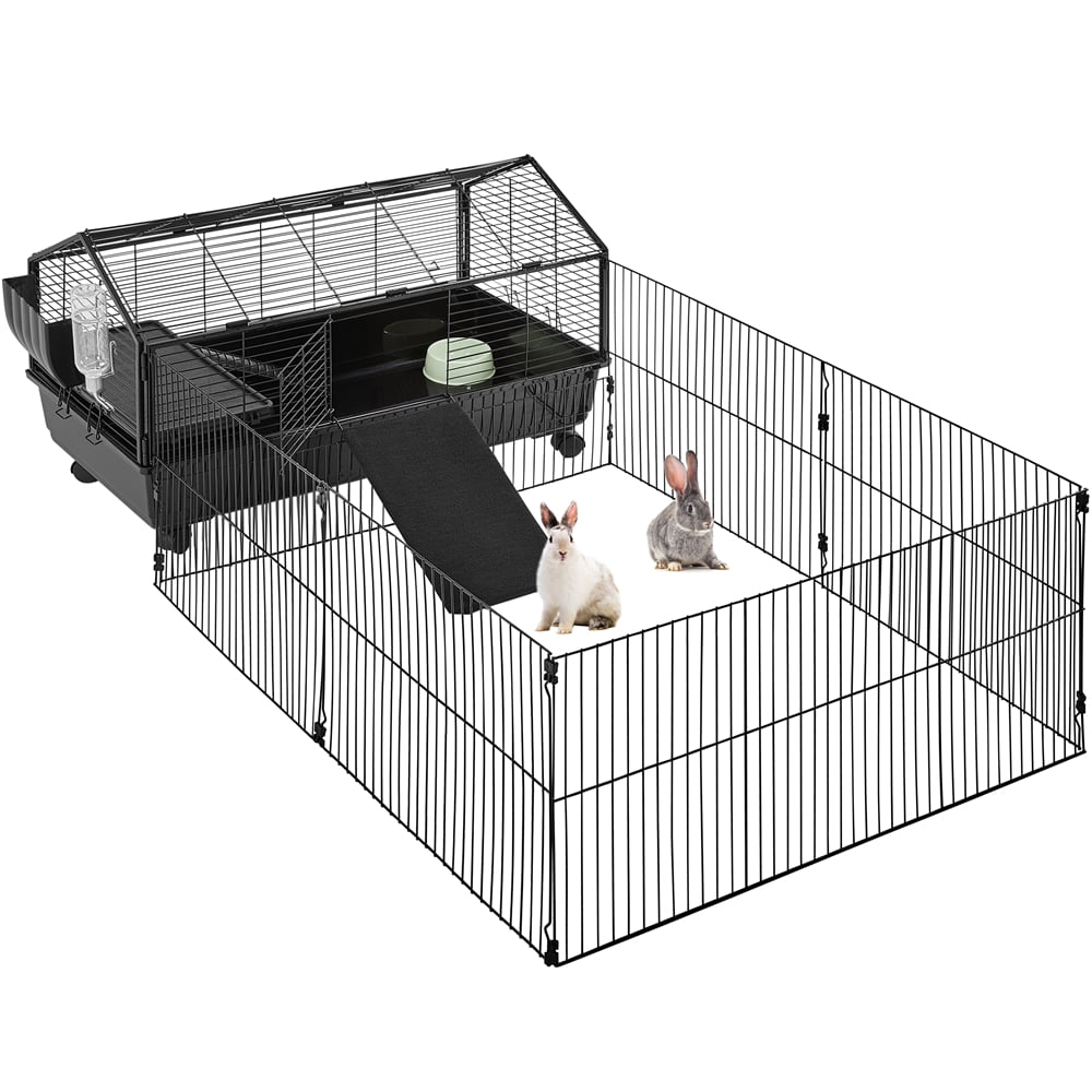 Yaheetech Small Animal Cage w/ Playpen, Black