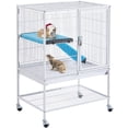 thumbnail image 1 of Yaheetech Small Animal Cage with Rolling Wheels, Removable Ramp & Platform, White, 1 of 7