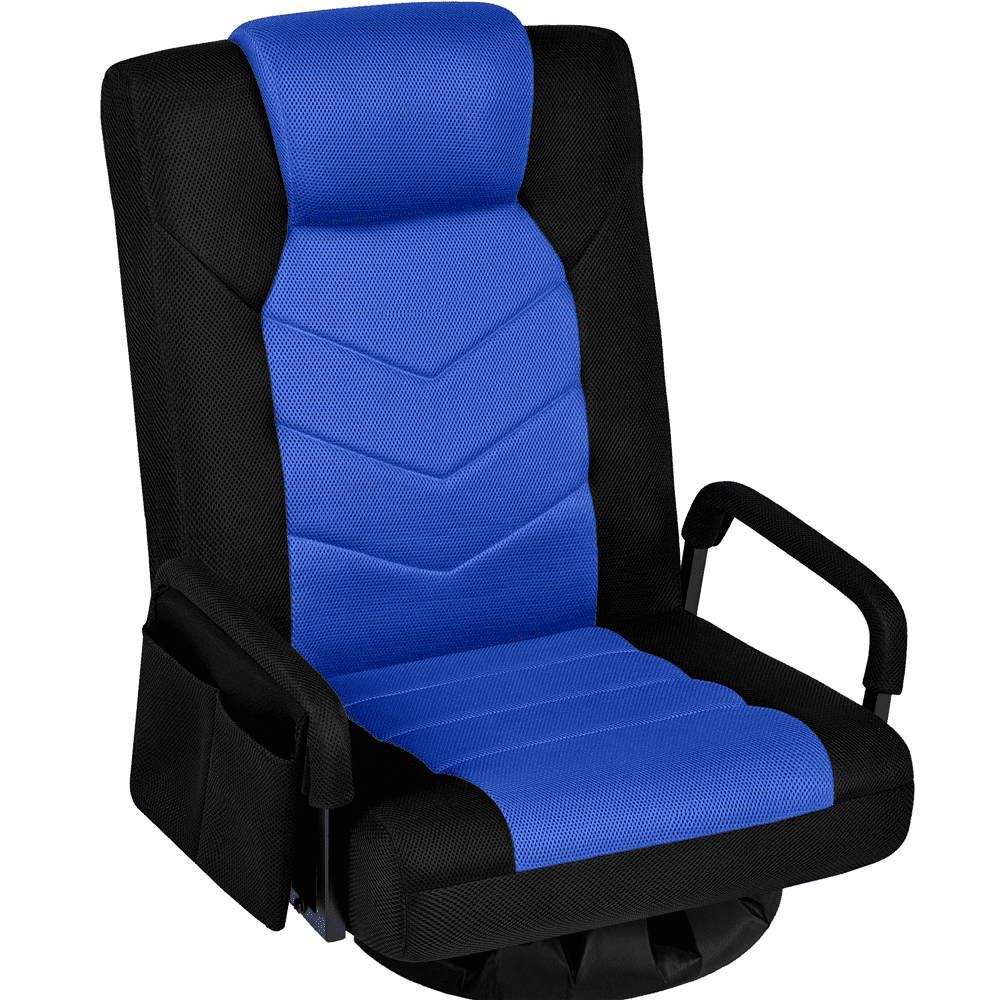Yaheetech Swivel Floor Gaming Chair with Adjustable Backrest, Black/Blue