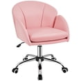thumbnail image 1 of Yaheetech Swivel Rolling Desk Chair Makeup Vanity Chair with Armrests, Simple Pink, 1 of 9
