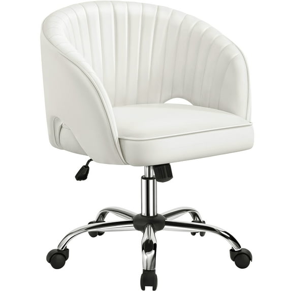 Yaheetech Tufted Barrel Office Chair,Cream