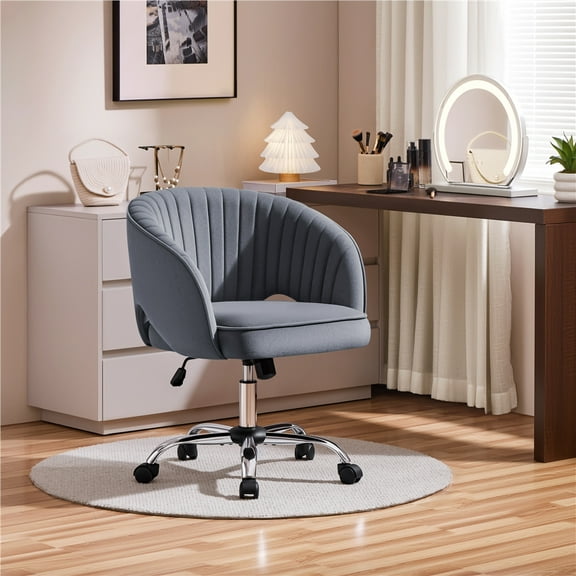 Yaheetech Tufted Barrel Office Chair,Dark Gray
