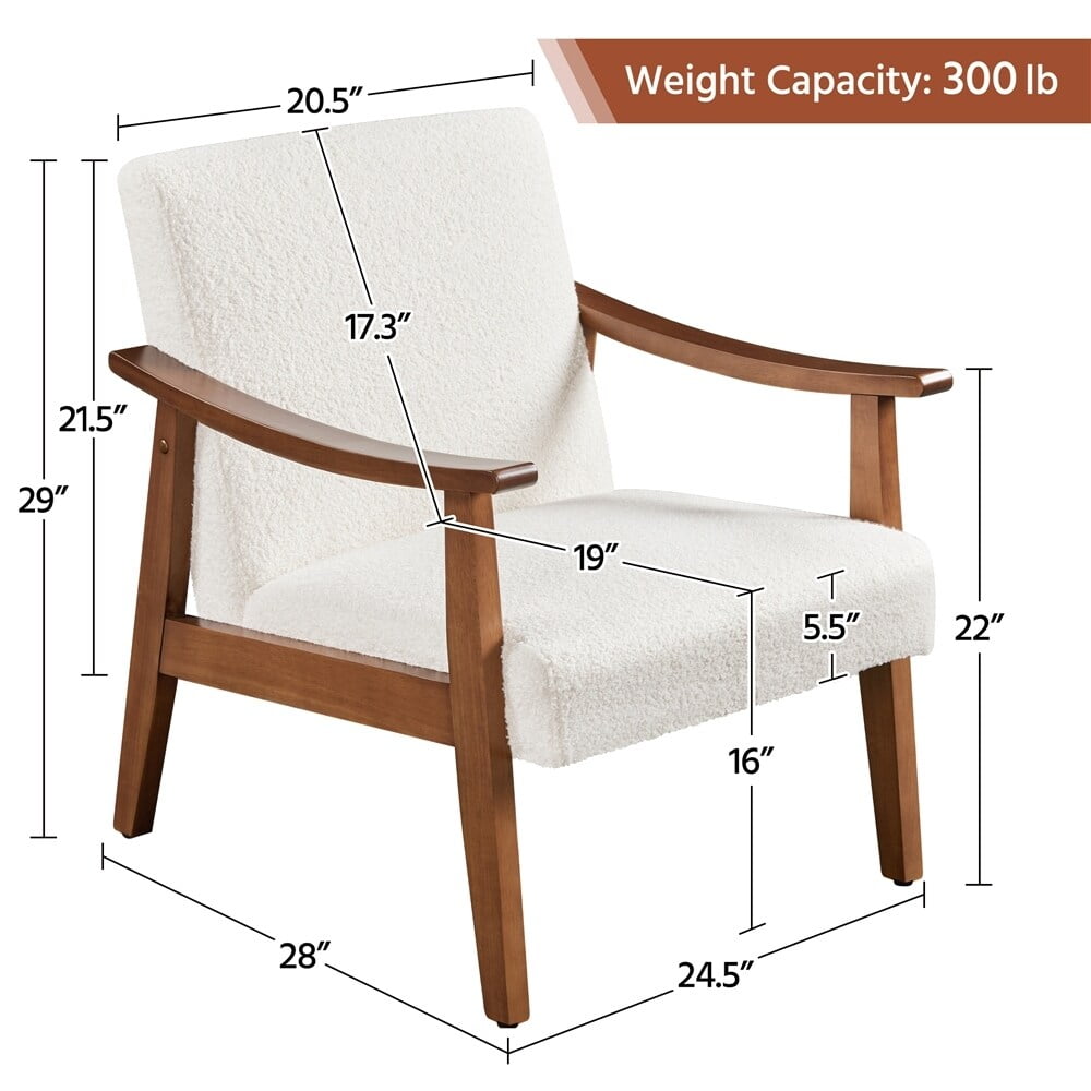 Ivory Faux Leather Barrel Accent Chair with Wood Frame