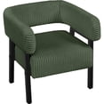 thumbnail image 1 of Yaheetech Upholstered Barrel Accent Chair with Solid Wood Legs, Dark Green, 1 of 7