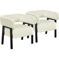 thumbnail image 1 of Yaheetech Upholstered Barrel Accent Chairs with Solid Wood Legs, Set of 2, Beige, 1 of 8