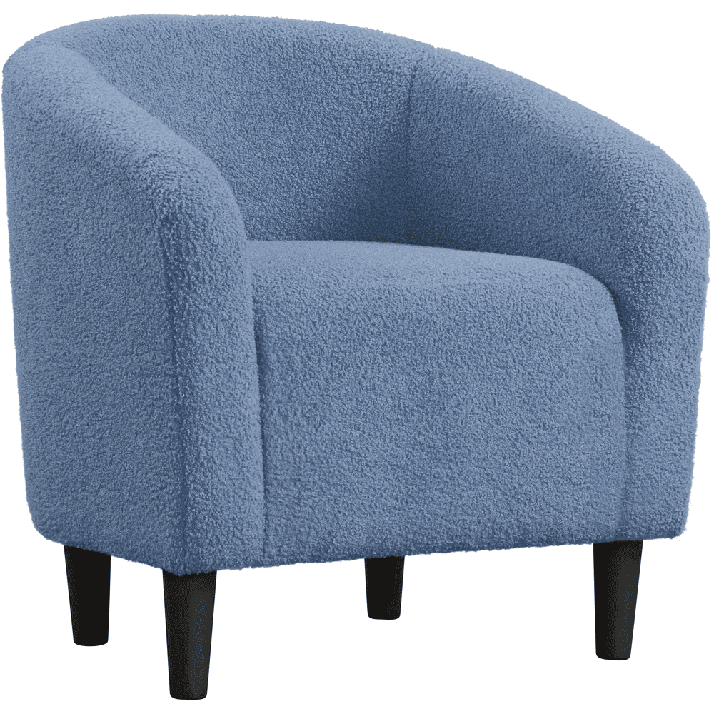 Yaheetech Upholstered Boucle Club Chair Accent Barrel Chair,Blue ...