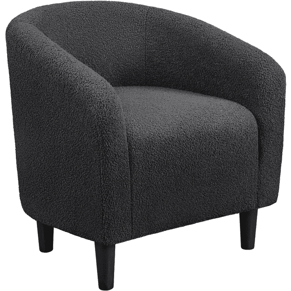 Yaheetech Upholstered Boucle Club Chair Accent Barrel Chair, Dark Gray