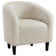 Yaheetech Upholstered Club Chair Accent Barrel Chair, Ivory