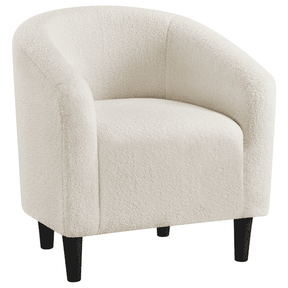 Yaheetech Upholstered Club Chair Accent Barrel Chair, Ivory