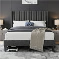 thumbnail image 1 of Yaheetech Upholstered Platform Bed Frame with Channel Tufted Headboard, Full, Dark Gray, 1 of 6
