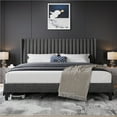 thumbnail image 1 of Yaheetech Upholstered Platform Bed Frame with Channel Tufted Headboard, King, Dark Gray, 1 of 6