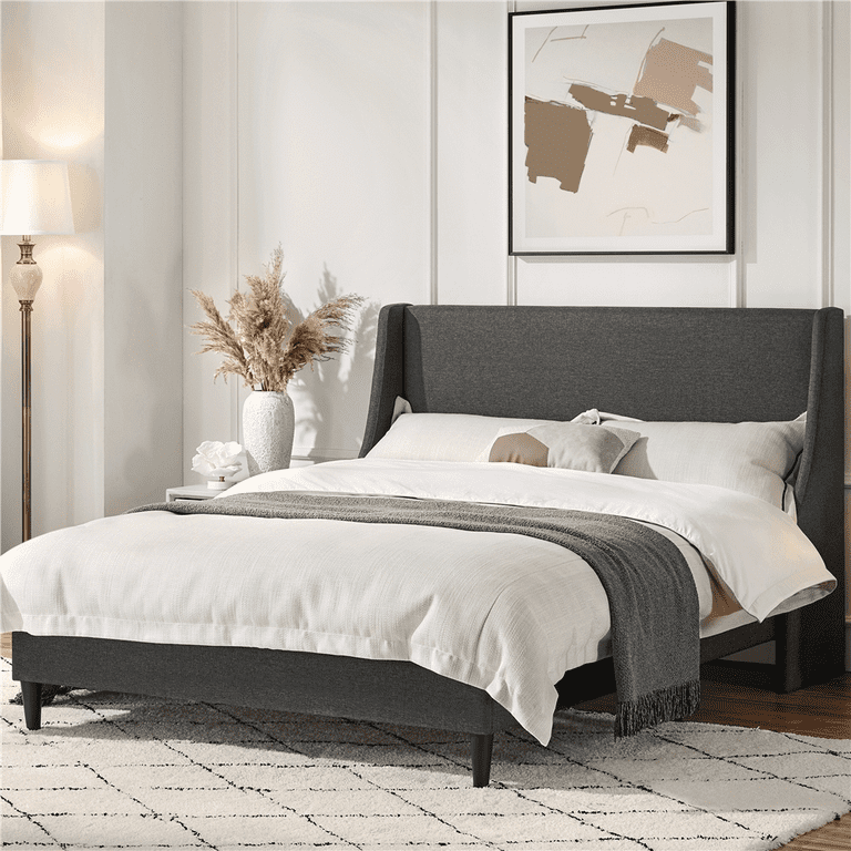 Gray wingback bed sale