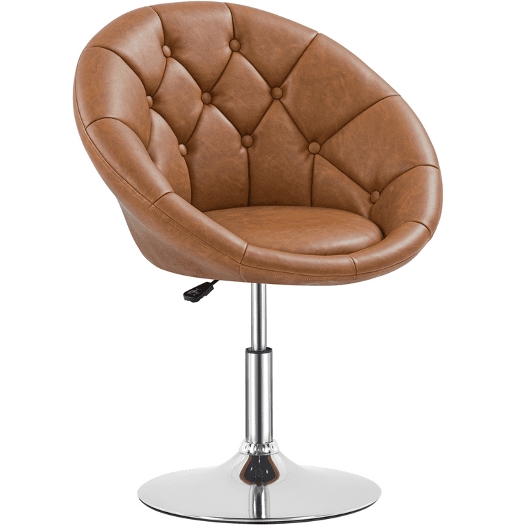Yaheetech Upholstered Round Tufted Height Adjustable Swivel Barrel