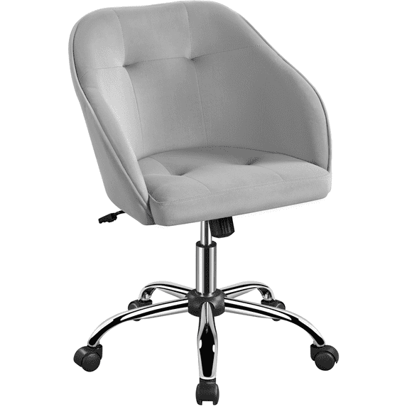 Yaheetech Velvet Height Adjustable 360° Swivel Computer Chair for Adult, Light Gray