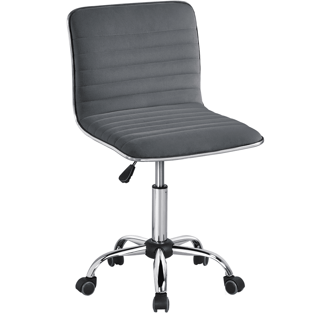 Yaheetech Velvet Low Back Armless Office Chair with Wheels, Dark Gray